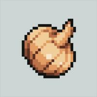 pixel art garlic onion. Onion Garlic vegetables pixelated design for logo, web, mobile app, badges and patches. Video game sprite. 8-bit. Isolated vector illustration.