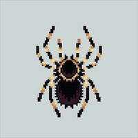 Pixel art illustration spider. Pixelated spider insect. Creepy enemy spider pixelated for the pixel art game and icon for website and video game. old school retro. vector