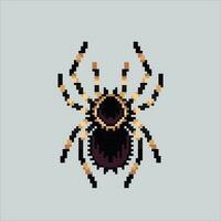 Pixel art illustration spider. Pixelated spider insect. Creepy enemy spider pixelated for the pixel art game and icon for website and video game. old school retro. vector