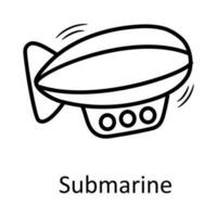 Submarine vector outline Icon Design illustration. Travel Symbol on White background EPS 10 File