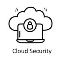 Cloud Security vector outline Icon Design illustration. Security Symbol on White background EPS 10 File