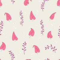 Vector botanical seamless pattern with decorative pink leaves and branches. Trandy design for print.