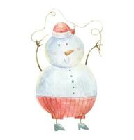 cute snowman, childish hand painted illustration. Christmas art, new year vector