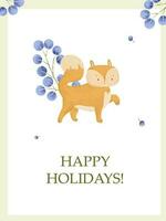 new year and christmas cards, cute childish hand painted illustration vector