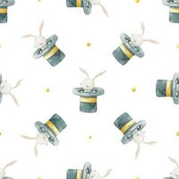 seamless, endless pattern with circus. Funny characters, trained animals on transport, jumping show, perfomance. Children's illustration, textile design, print on white background vector