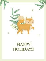 new year and christmas cards, cute childish hand painted illustration vector