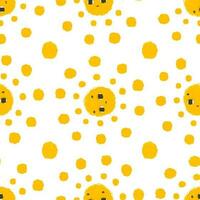 simple seamless pattern with funny yellow suns with face. Cute childish art with sun on white background. Baby design and print, fabric design, wall art, wrapping papper vector