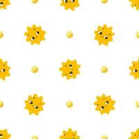 simple seamless pattern with funny yellow suns with face. Cute childish art with sun on white background. Baby design and print, fabric design, wall art, wrapping papper vector