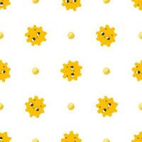 simple seamless pattern with funny yellow suns with face. Cute childish art with sun on white background. Baby design and print, fabric design, wall art, wrapping papper vector