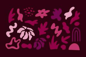Set of abstract floral shapes. Geometric background, vector illustration. Minimalism