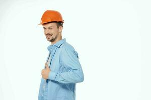 male builders blueprints builder isolated background photo