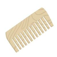 Eco wooden comb isolated at white background. Zero waste and recycle item. Barbershop accessory with natural material. vector