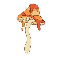 Mushroom in trendy retro cartoon style. Groovy autumn flat vector illustration