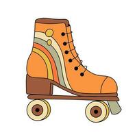 Roller skates line hand drawn vector illustration. Retro rollers icon hipster style
