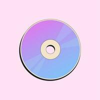 Retro compact disc icon in flat style isolated on pink background. Nostalgia for 1990s vector