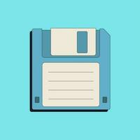 Retro floppy disk icons in flat style isolated on blue background. Nostalgia for 1990s vector