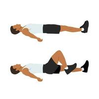 Man doing Laying heel slides or knee bends exercise vector