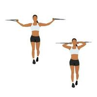 Woman doing overhead cable curls. Crucifix curls. flat vector illustration isolated on different layers. Workout character