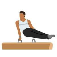 Young man Gymnast on Pommel Horse exercise for gymnastic competition vector