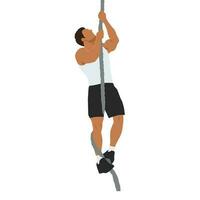 Man doing rope climbing exercise for sport and endurance vector