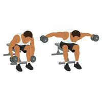 Man doing seated bent over rear delt raises exercise vector