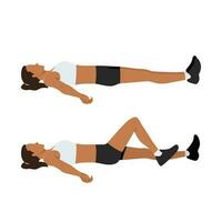 Woman doing Laying heel slides or knee bends exercise. vector