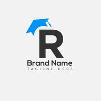 Education Logo On Letter R Template. Initial Educational Sign Concept Template vector