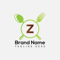 Restaurant Logo On Letter Z Template. Food On Z Letter, Initial Chef Sign Concept vector