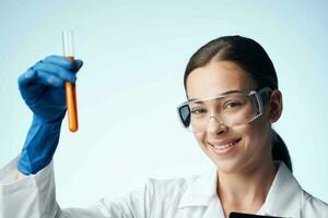 female doctor laboratory analyzes research photo