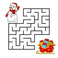 Square maze. Game for kids. Puzzle for children. Labyrinth conundrum. cartoon character. Isolated on white background. Vector illustration.