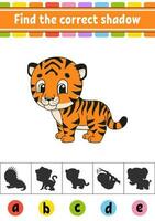 Find the correct shadow. Education developing worksheet. Activity page. Color game for children. Cartoon character. Vector illustration.