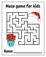 Square maze. Labyrinth conundrum. Game for kids. Puzzle for children. Cartoon character. Isolated on white background. Vector illustration.