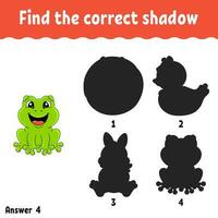 Find the correct shadow. Education developing worksheet. Matching game for kids. Activity page. Puzzle for children. cartoon character. Vector illustration.