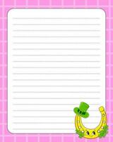 Lined sheet template. Handwriting paper. For diary, checklist, planner, wish list. St. Patrick's day. Vector illustration.