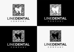 Minimalist dental wave logo design template. Modern square tooth water line logo. vector
