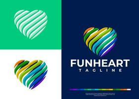 Modern colorful technology heart logo design branding. Modern digital love logo. vector