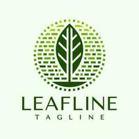 Geometric colorful eco leaf line logo design. Modern seed plant logo branding. vector