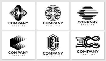 Set of abstract company letter C logo design. Modern business initial C logo. vector