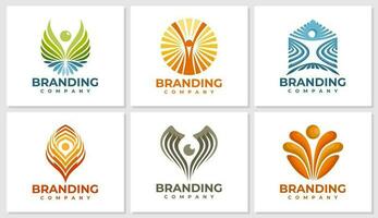 Abstract human physical therapy logo design. Elegant people consulting logo. vector