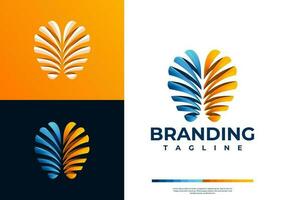 Modern colorful human brain logo design. Technology smart brain logo branding. vector