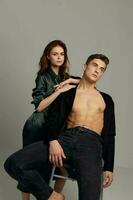 young couple luxury attractive style Studio relationship photo