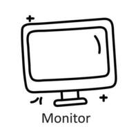 Monitor vector outline Icon Design illustration. Communication Symbol on White background EPS 10 File