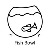 Fish Bowl vector outline Icon Design illustration. Household Symbol on White background EPS 10 File