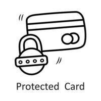 Protected  Card vector outline Icon Design illustration. Security Symbol on White background EPS 10 File