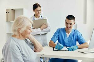 elderly woman hospital examination health treatment photo