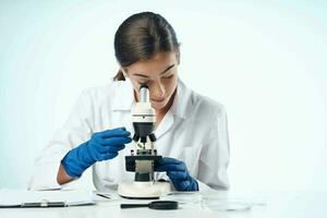 woman scientist laboratory research diagnostics photo