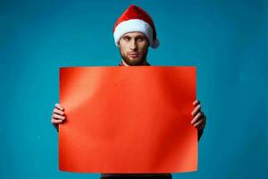 emotional man in New Year's clothes advertising copy space isolated background photo