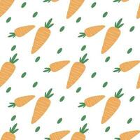 Carrot cartoon seamless pattern. Vegetable, healthy vegan food wallpaper. Design for fabric, textile print, wrapping paper. vector