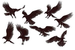 Hand drawn silhouette of flying eagle vector