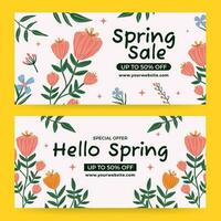 Flat spring sale horizontal banner vector